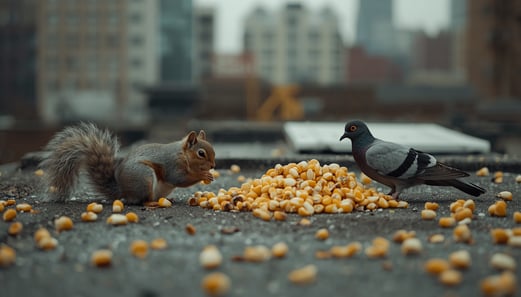 squirrel eating whole corn